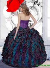 New Styles Beading and Ruffles Sweetheart 2015 Quinceanera Dresses in Multi Color