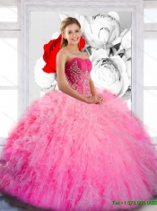 New Styles Strapless 2015 Quinceanera Gown with Ruffles and Appliques