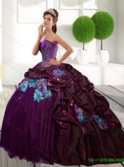 New Styles Sweetheart 2015 Quinceanera Gown with Appliques and Pick Ups