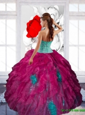 New Styles Sweetheart Appliques and Ruffles Sweet Sixteen Dresses in Multi Color
