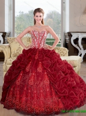 New Styles Sweetheart Beading and Pick Ups 2015 Quinceanera Dresses in Wine Red