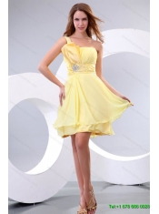 Perfect Beading and Ruffles Quinceanera Dress and Beading Yellow One Shoulder Dama Dresses and Multi Color Ball Gown Pageant Dresses for Little Girl