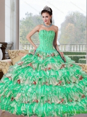 Popular Beading and Ruffled Layers Quinceanera Dresses for 2015