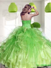 Remarkable Spring Green 2015 Quinceanera Dresses with Beading and Ruffles