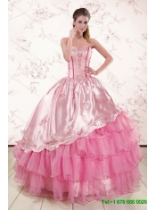 Ruffled Layers Sweetheart Quinceanera Dress and Elegant Ruching Long Dama Dresses and Rose Pink Floor Length Little Girl Dress