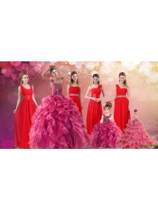 Ruffles One Shoulder Sweet 16 Dress and Red Long Beading Prom Dresses and Ball Gown Straps Beading Little Girl Dress