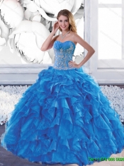 Sophisticated Sweetheart Teal Sweet 16 Dresses with Appliques and Ruffles