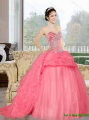 The Super Hot Sweetheart 2015 Sweet 16 Dress with Beading and Ruffles