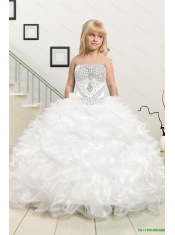 White Ball Gown Quinceanera Dress and Black Sweetheart Short Dama Dresses and Beading and Ruffles Little Girl Dress