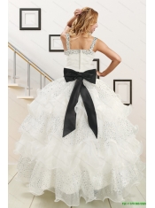 White Strapless Beading Quinceanera Dress and Baby Pink Short Beading Prom Dresses and  Affordable Little Girl Pageant Dress with Beading and Ruffles