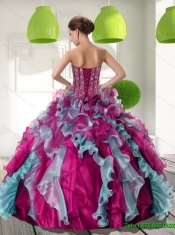 2015 Beautiful Sweetheart 15th Birthday Dresses with Beading and Ruffles