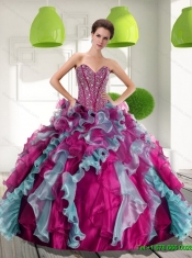 2015 Beautiful Sweetheart 15th Birthday Dresses with Beading and Ruffles