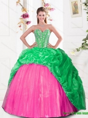2015 Classical Sweetheart Quinceanera Gown with Beading and Pick Ups