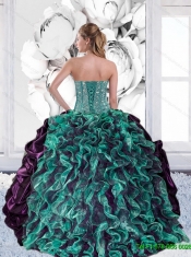 2015 Classical Sweetheart Quinceanera Gown with Pick Ups and Ruffles