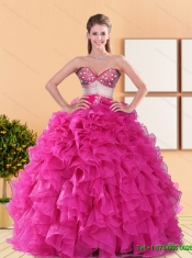 2015 Custom Made Sweetheart Quinceanera Dresses with Beading and Ruffles