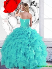 2015 Custom Made Sweetheart Quinceanera Dresses with Beading and Ruffles