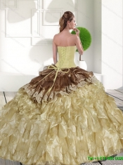 2015 Custom Made Sweetheart Sweet 15 Dresses with Beading and Ruffles