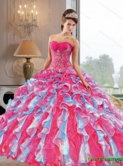 2015 Elegant Ball Gown Quinceanera Dress with Appliques and Ruffles