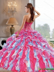 2015 Elegant Ball Gown Quinceanera Dress with Appliques and Ruffles