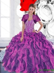 2015 Elegant Beading and Ruffled Layers Quinceanera Dresses in Multi Color