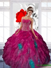 2015 Elegant Sweetheart Appliques and Ruffles Sweet Sixteen Dresses in Multi Color