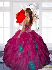 2015 Elegant Sweetheart Appliques and Ruffles Sweet Sixteen Dresses in Multi Color