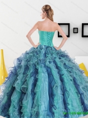 2015 Elegant Sweetheart Quinceanera Dresses with Appliques and Ruffles