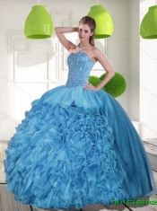 2015 Elegant Sweetheart Quinceanera Dresses with Beading and Ruffles