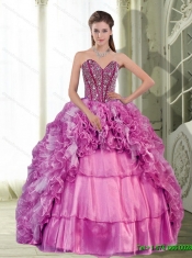 2015 Exquisite Sweetheart Beading and Ruffles Dress for 15th Birthday