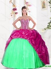 2015 Fashionable Sweetheart 15th Birthday Dresses with Beading and Pick Ups