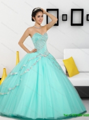 2015 The SCustom Made Beading Sweetheart Quinceanera Dresses in Apple Green