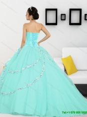 2015 The SCustom Made Beading Sweetheart Quinceanera Dresses in Apple Green