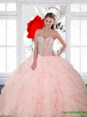 Classical Beading and Ruffles Sweetheart Quinceanera Dresses for 2015 Spring