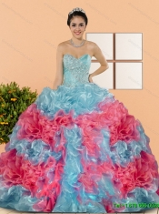 Classical Multi Color 2015 Sweet 15 Dresses with Beading and Ruffles