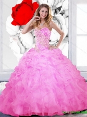 Custom Made Beading and Ruffles Sweetheart Quinceanera Gown for 2015