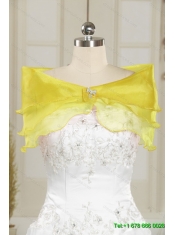 Custom Made Sweetheart Appliques Gold Quinceanera Dresses for 2015 Spring