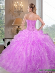 Custom Made Sweetheart Beading and Ruffles Lilac Sweet 16 Dresses for 2015