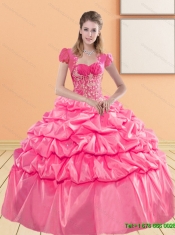 Delicate Sweetheart 2015 15th Birthday Dresses with Appliques and Pick Ups