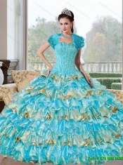Elegant Beading and Ruffled Layers Sweetheart Quinceanera Dresses for 2015