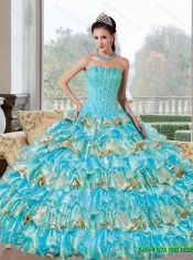 Elegant Beading and Ruffled Layers Sweetheart Quinceanera Dresses for 2015