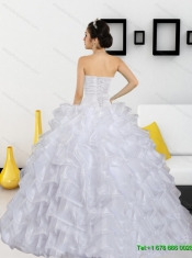 Elegant Beading and Ruffled Layers White Quinceanera Dresses for 2015