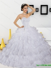 Elegant Beading and Ruffled Layers White Quinceanera Dresses for 2015