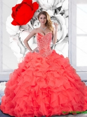 Elegant Beading and Ruffles Sweetheart Quinceanera Dress for 2015