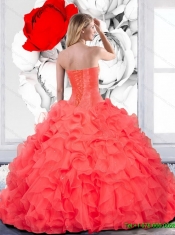 Elegant Beading and Ruffles Sweetheart Quinceanera Dress for 2015
