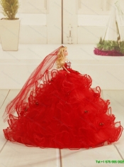 Elegant Sweetheart 2015 Red Quinceanera Gown with Appliques and Ruffles