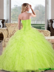Elegant Sweetheart Beading and Ruffles Quinceanera Gown for 2015