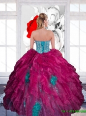Elegant Sweetheart Beading Ball Gown 2015 Quinceanera Dress with Ruffles