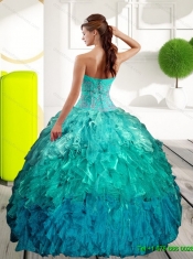 Elegant Sweetheart Multi Color Sweet Sixteen Dresses with Appliques and Ruffles