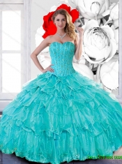 Feminine Sweetheart 201515th Birthday Dresses with Beading and Ruffled Layers
