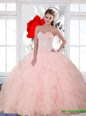 The Custom Made Beading and Ruffles Sweetheart Quinceanera Gown for 2015